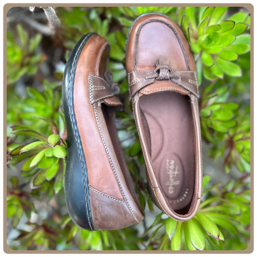 Clark’s brown loafers